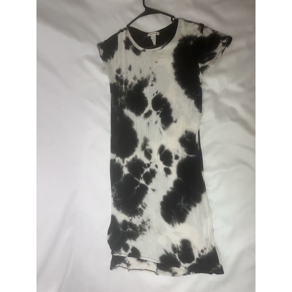 Caution To The Wind Women's Tie Dye Maxi Dress Black White Short Sleeve Casual - Picture 3 of 5